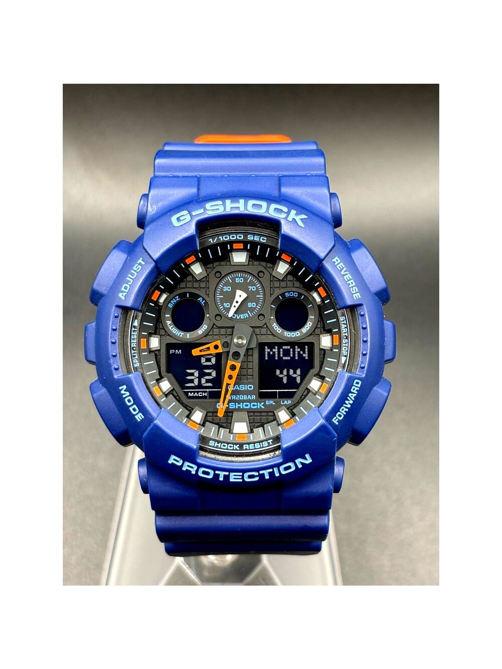 Casio G-Shock GA100L-2A Military Blue Orange Band Men's Analog-Digital Watch